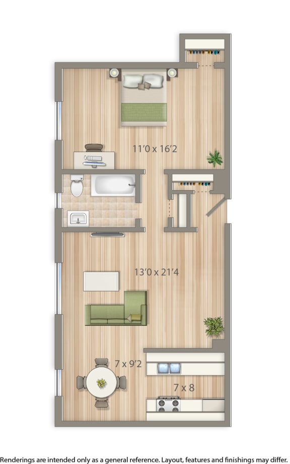 2800 woodley 1 bedroom apartment rendering in washington dc