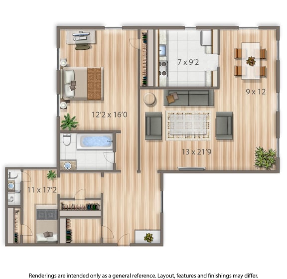 2800 woodley 2 bedroom apartment rendering in washington dc