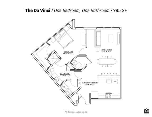 the da vinci one bedroom floor plan