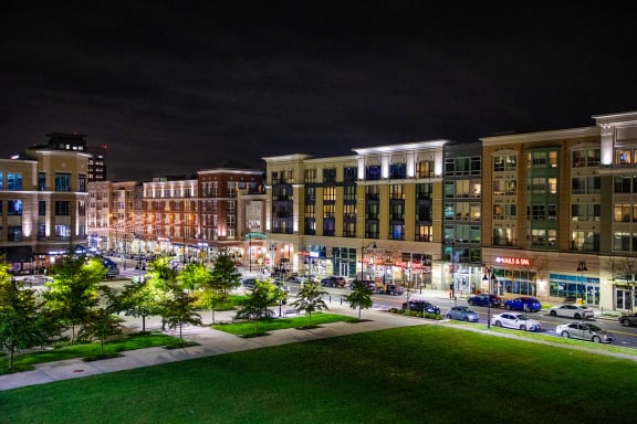 Exterior View In Night at The Met at Metro Centre Apartments, Owings Mills, Maryland