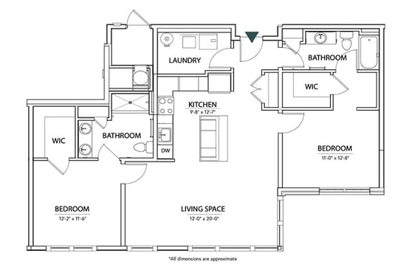 2 bed 2 bath The Beaufort Floor Plan at The Encore at Ingram Manor, Pikesville, MD, 21208