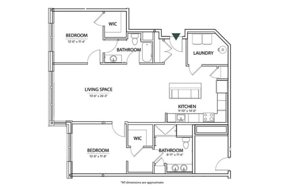 2 bed 2 bath 3D Hampton Floor Plan at The Encore at Ingram Manor, Pikesville