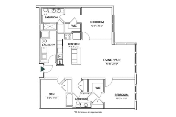 2 bed 2 bath The Stuart Floor Plan at The Encore at Ingram Manor, Pikesville, Maryland