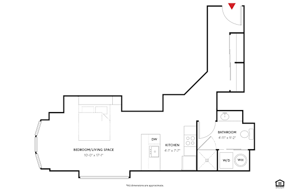 The Aspen Floor Plan The Aspen Floor Plan at 405 W Redwood Apartments, Maryland