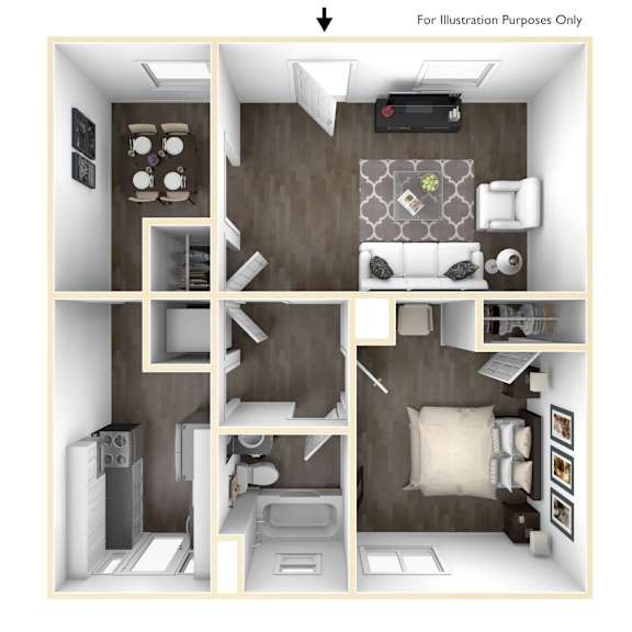 1 bed 1 bath floor plan | 650 sq. ft. 1 bed 1 bath floor plan | 650 sq. ft. at Balfour Marietta Apartments, Marietta