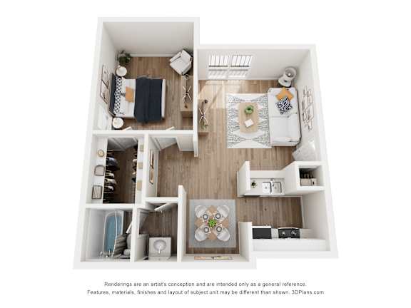 Floor Plan  1 bed 1 bath A