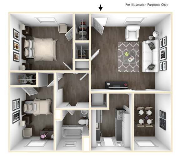 2 bed 1 bath floor plan | 850 sq. ft. 2 bed 1 bath floor plan | 850 sq. ft. at Balfour Marietta Apartments, Georgia 30060