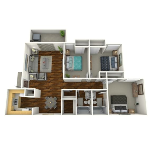 3 Bedroom Floorplan at 445 Cleveland, Atlanta, GA