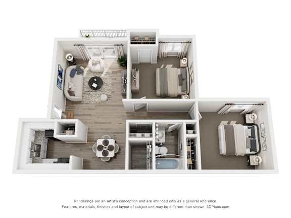 Floor Plan  2 Bed 1 Bath Floor Plan | 907 Sq. Ft. at 445 Cleveland, GA 30354