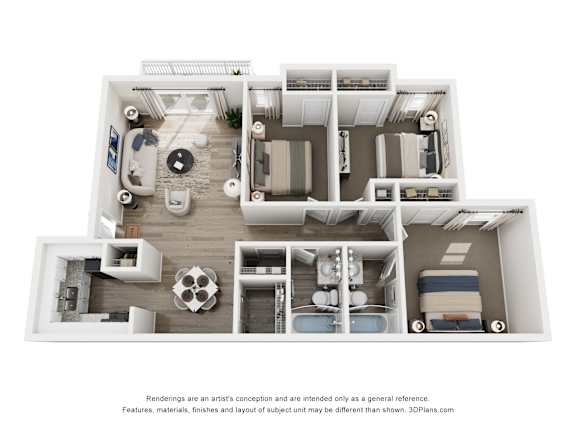 Floor Plan  3 Bed 2 Bath Floor Plan | 1,121 Sq. Ft. at 445 Cleveland, Georgia