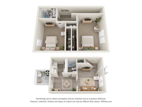 Floor Plan  2 bedroom floor plan | 1,016 Sq. Ft. at Bradford Gwinnett Townhomes, Norcross, GA 30071