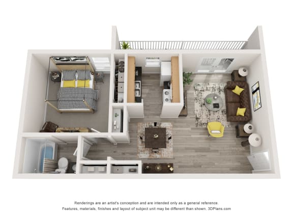 Floor Plan  One Bedroom Floor Plan | 578 Sq. Ft. at Bradford Gwinnett Apartments, Norcross, 30071