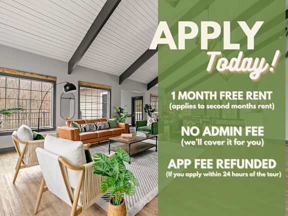 A promotional image for a free one month rent offer at a property.