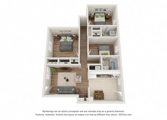 3Bed 2Bath with 965sqftat Gardens at Washington Park, Atlanta3Bed 2Bath with 965sqft
