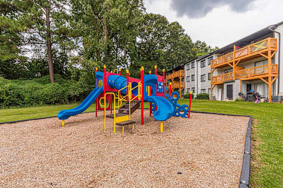 Playground with Blue slide at Pinewood Townhomes, Tucker, GA, 30084