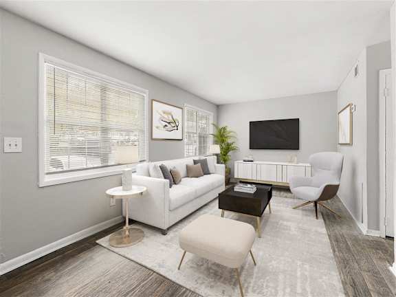 Modern Living Room with TV at Pinewood Townhomes, Georgia, 30084