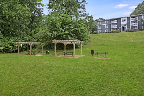 Lush green lawn area at Lacota Apartments, Georgia, 30360