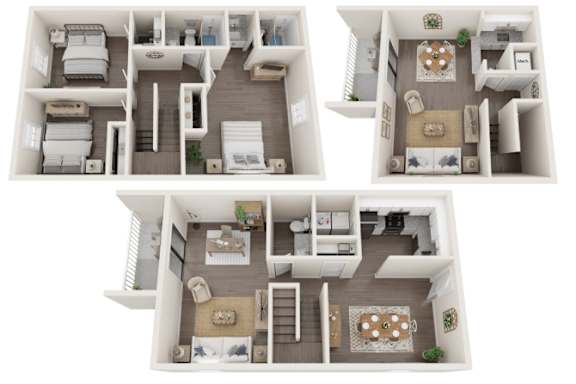 Floor Plan  A set of four images showing different floor plans of a house.