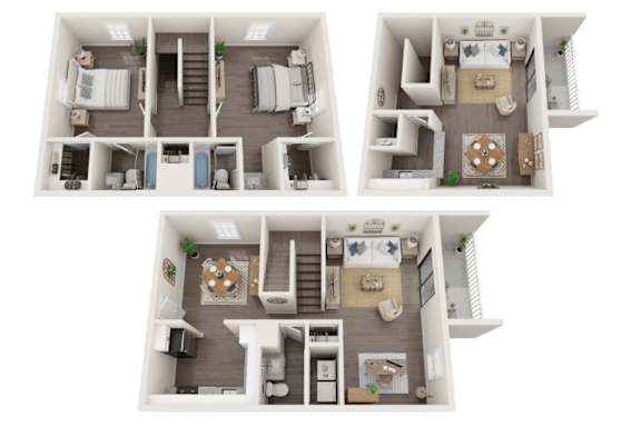 A set of four images showing different floor plans of a house.