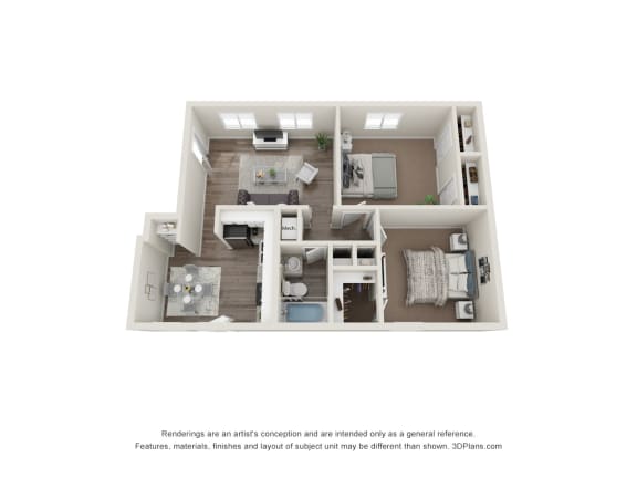 2 Bedroom Floor Plan | 805 Sq. Ft. at Ridgewood Apartments, Lawrenceville, 30045