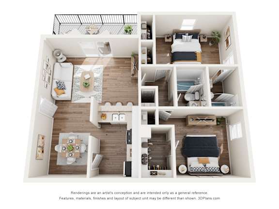 2 Bed floorplan at The Reserve at Brookhaven, Atlanta, 30329