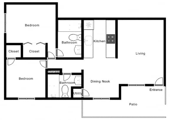 A black and white image of a house floor plan.