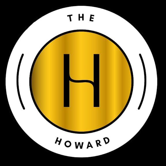 a black and white logo with the letter h in the middle