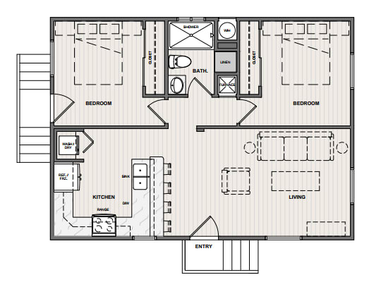 a floor plan of a small apartment with a bedroom and a living room