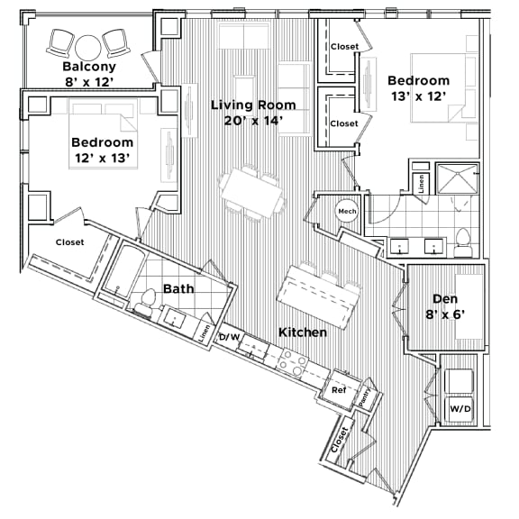 a floor plan of a small house at Madison West Elm, Pennsylvania