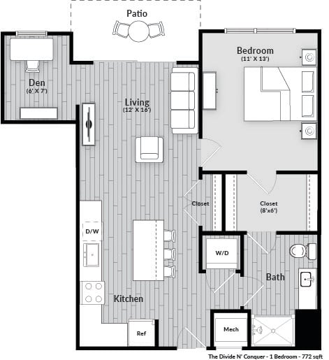 The Divide N Conquer Floorplan at The Harrison, Newtown Square, 19073