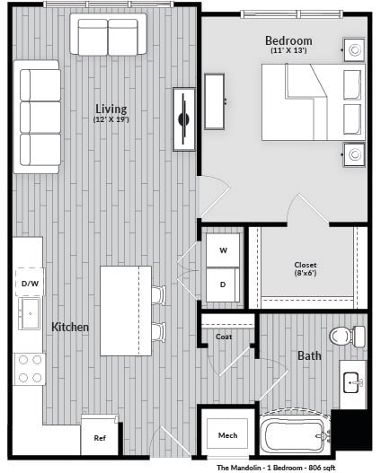 The Mandolin Floorplan at The Harrison, Newtown Square, PA