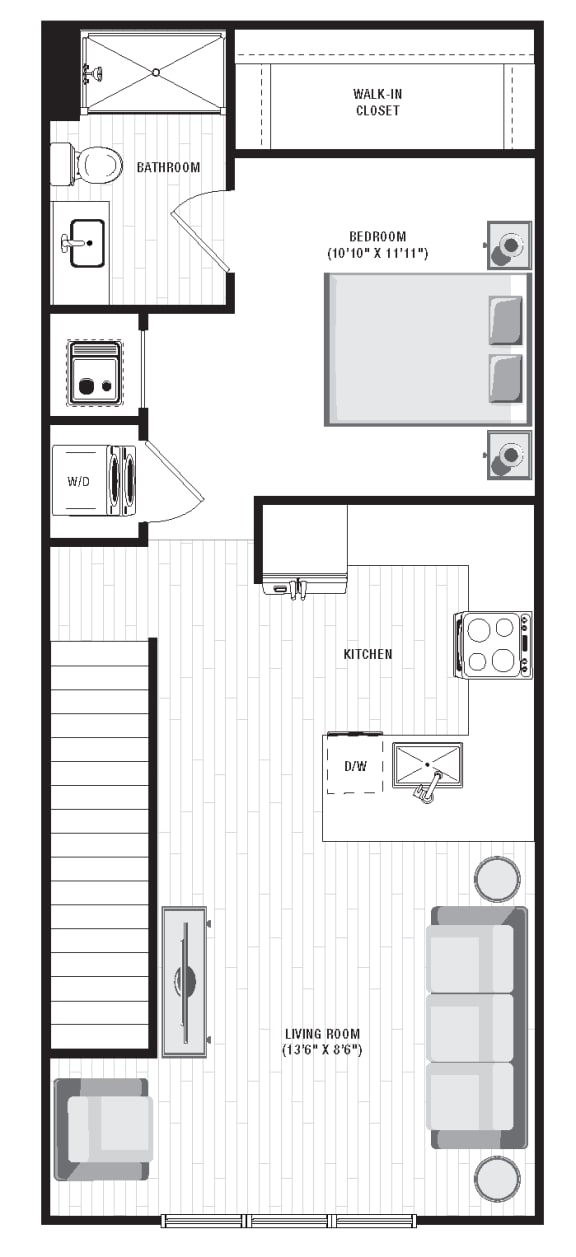 754 SF Studio floor plan at Carmel Vista, McDonough, 30253