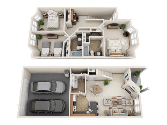 3 bedroom town home floorplan at Madison Sierra Sun, Puyallup, 98374