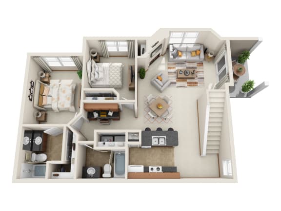 2 bedroom floorplan at Madison Sierra Sun, Puyallup, 98374