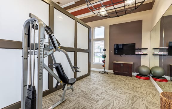 Fitness Room with TV at Vistas at Jackson Creek, Monument, Colorado