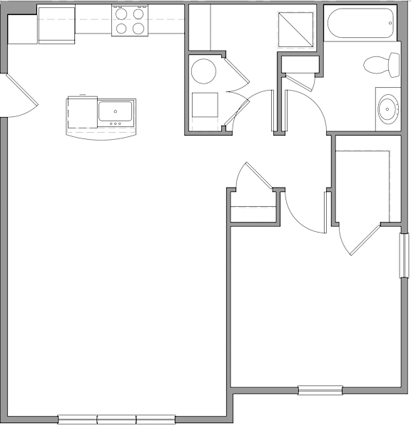 a floor plan of a small house with a bedroom and a living room
