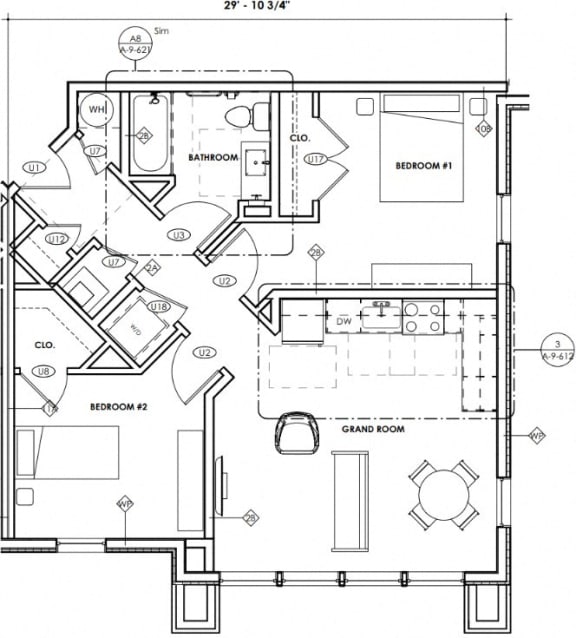 a floor plan of a house with a kitchen and a living room