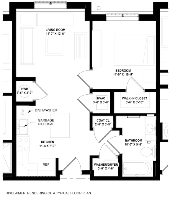 A black and white image of a typical floor plan for a house.