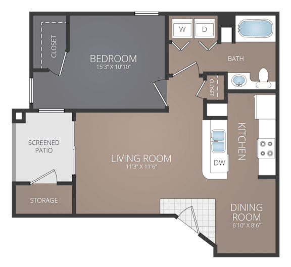 A1 Floor Plan at Promenade at Carillon, St. Petersburg, FL