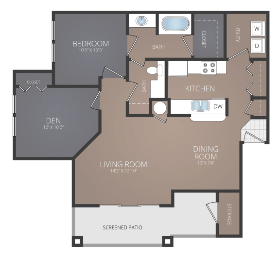 Floor Plan  a floor plan of a 2 bedroom apartment with den and bathroom