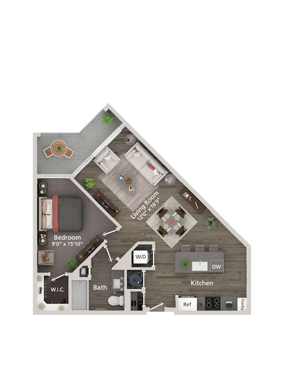 778 Square-Feet A4 1 bed 1 bath Floorplan at Allure on the Parkway, Lake Mary, 32746