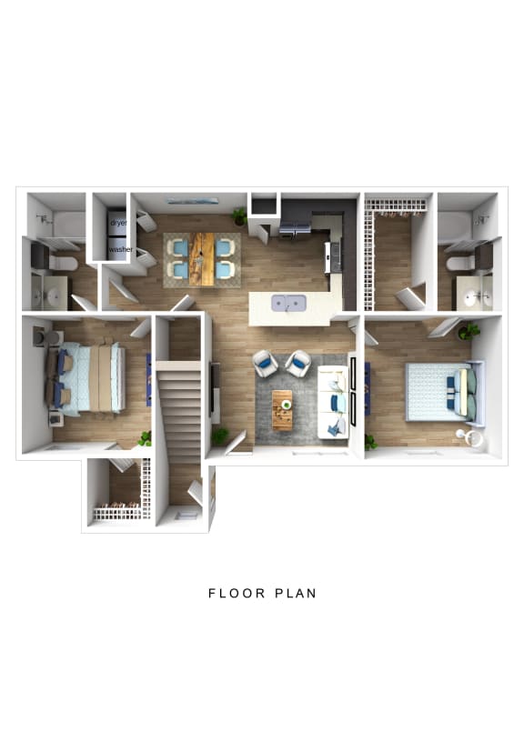 Emerson at Buda Apartments 3D Floor Plan B1