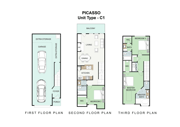 3 bedroom 3 bathroom Floor plan at Landing at Round Rock, Round Rock