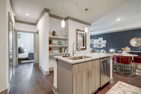 Kitchen with Custom Cabinetry at Artesia Big Creek in Alpharetta, GA