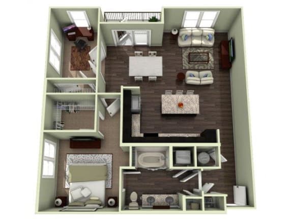 998 Square-Feet 1 bedroom 1 bathroom Dogwood Floor Plan at LaVie Southpark, Charlotte