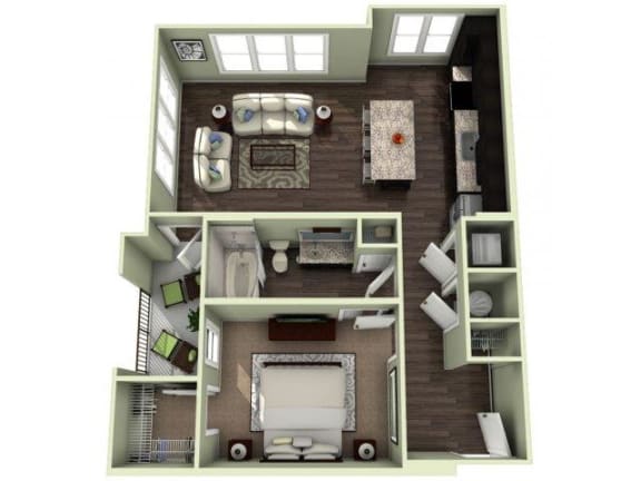 726 Square-Feet 1 bedroom 1 bathroom FEARRINGTON Floor Plan at LaVie Southpark, North Carolina, 28209