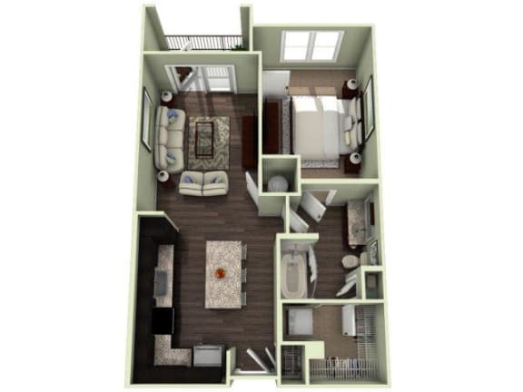 714 Square-Feet 1 bedroom 1 bathroom LATTA Floor Plan at LaVie Southpark, Charlotte, NC, 28209