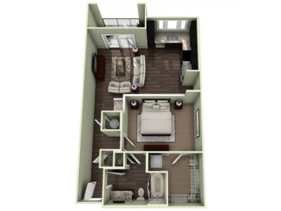 750 Square-Feet1 bedroom 1 bathroom PIEDMONT Floor Plan at LaVie Southpark, Charlotte, 28209