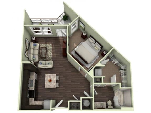661 Square-Feet 1 bedroom 1 bathroom POLK Floor Plan at LaVie Southpark, Charlotte, 28209