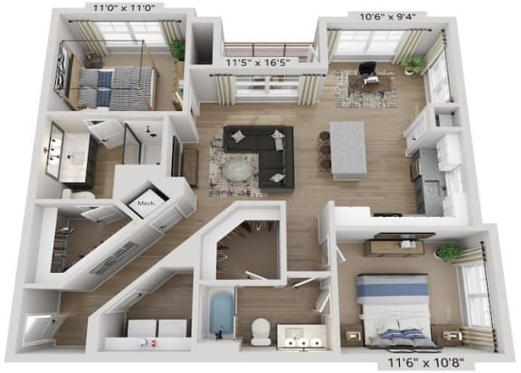 2 bedroom 2 bath E at Elwood Apartments, Indian Trail, NC